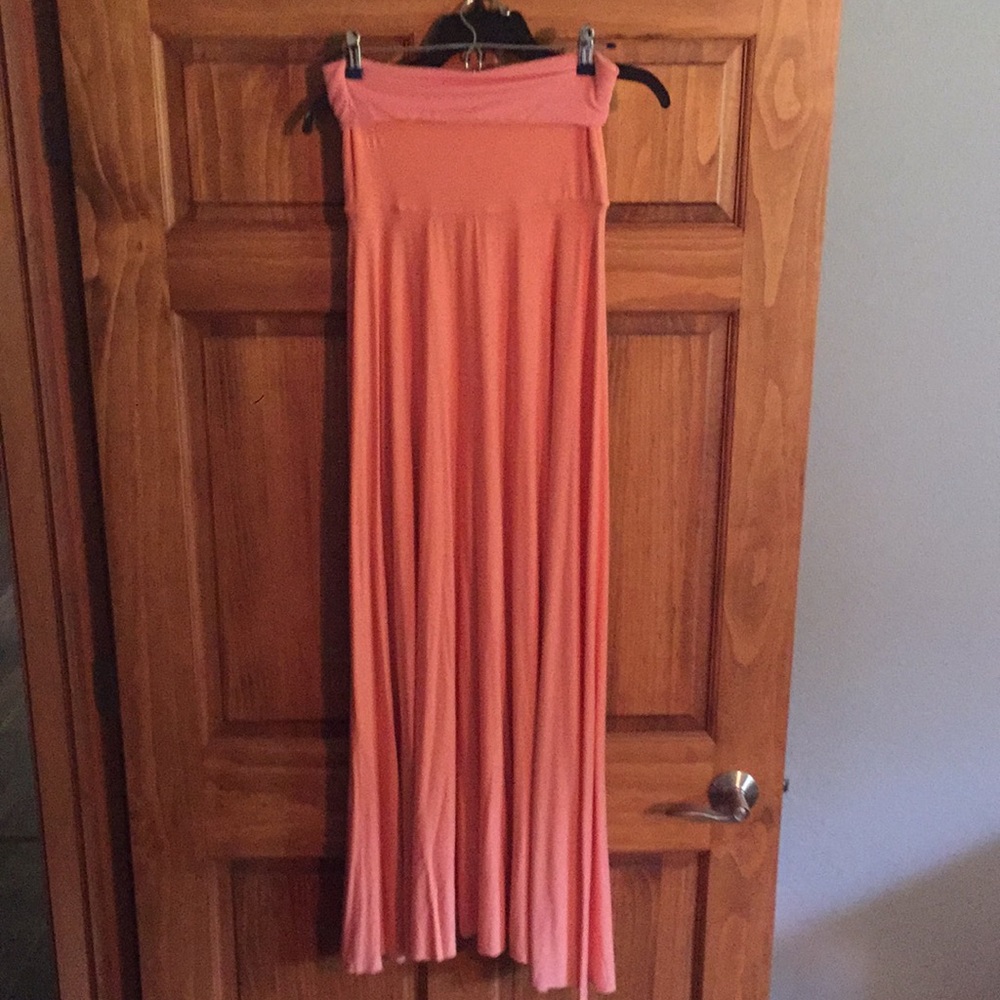 Strapless peach maxi dress